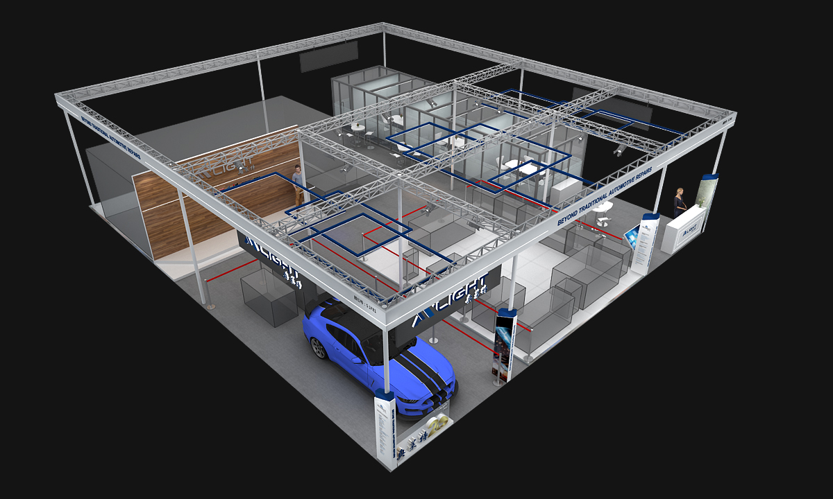 汽車展臺設(shè)計圖片的鳥瞰圖